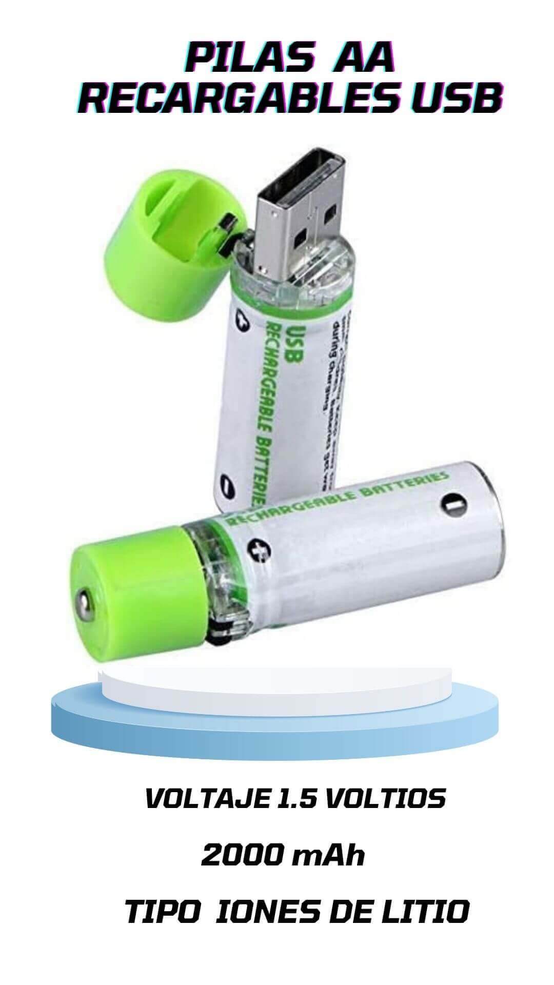 🧨PILAS RECARGABLE DE LITIO USB AA + AAA !!🎯👌😌