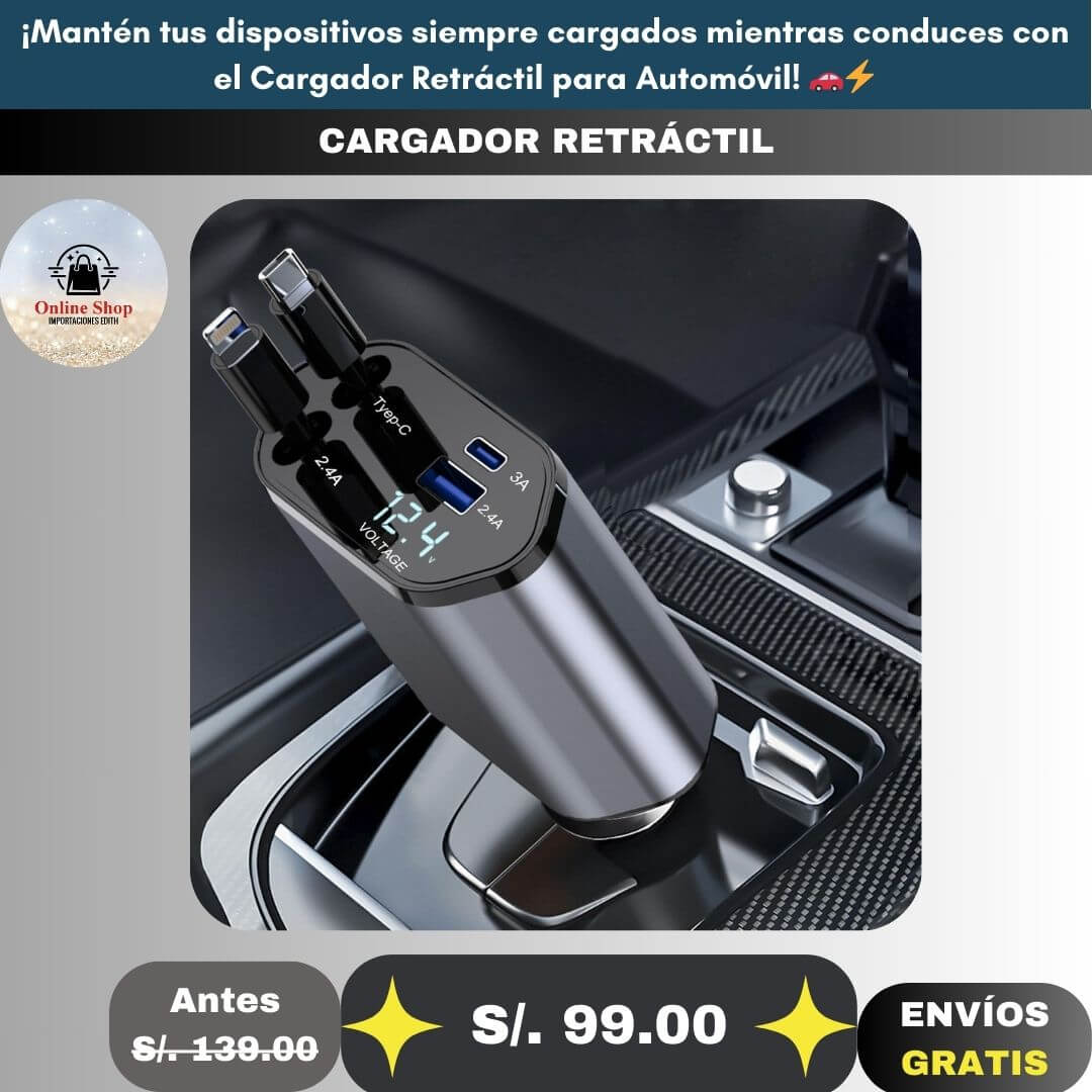 📌Cargador de coche retráctil totalmente nuevo!!!🪫🔋🚗