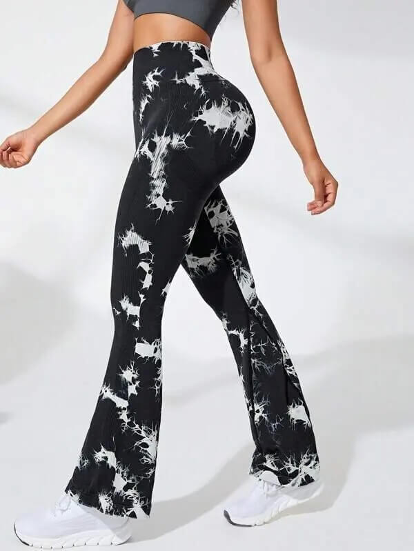 LEGGINGS ACAMPANADOS TIE DYE CON PUSH UP PARA MUJER 👖🧘‍♀️🏃‍♂️‍➡️