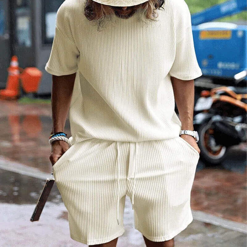 CONJUNTO POLO + SHORT TELA WAFFLE